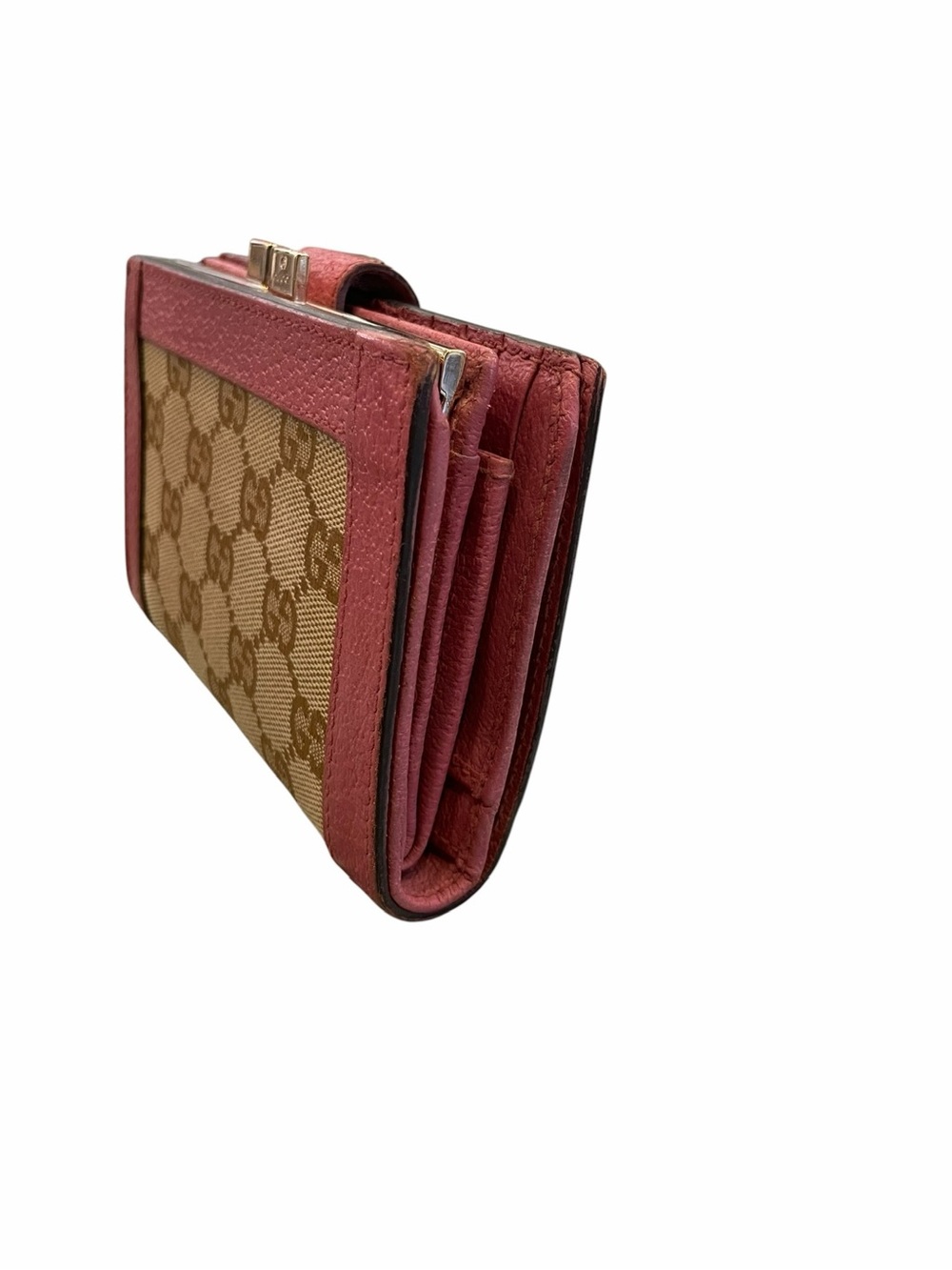 Gucci Beige GG Canvas Wallet with Pink Leather Trim - Picture 5 of 10